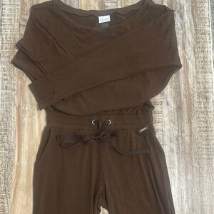 Brown Ribbed  Jumpsuit Bombshell Sportswear